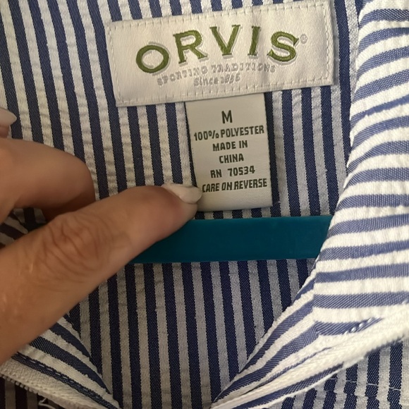 Orvis 2 piece seersucker blue and white set, medium - Picture 3 of 9